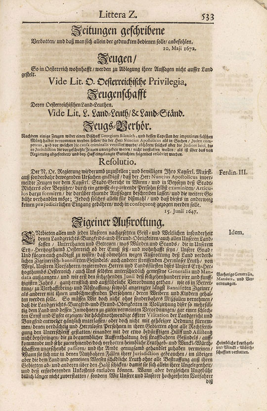»Zigeiner Außrottung«, 15. Jänner 1655